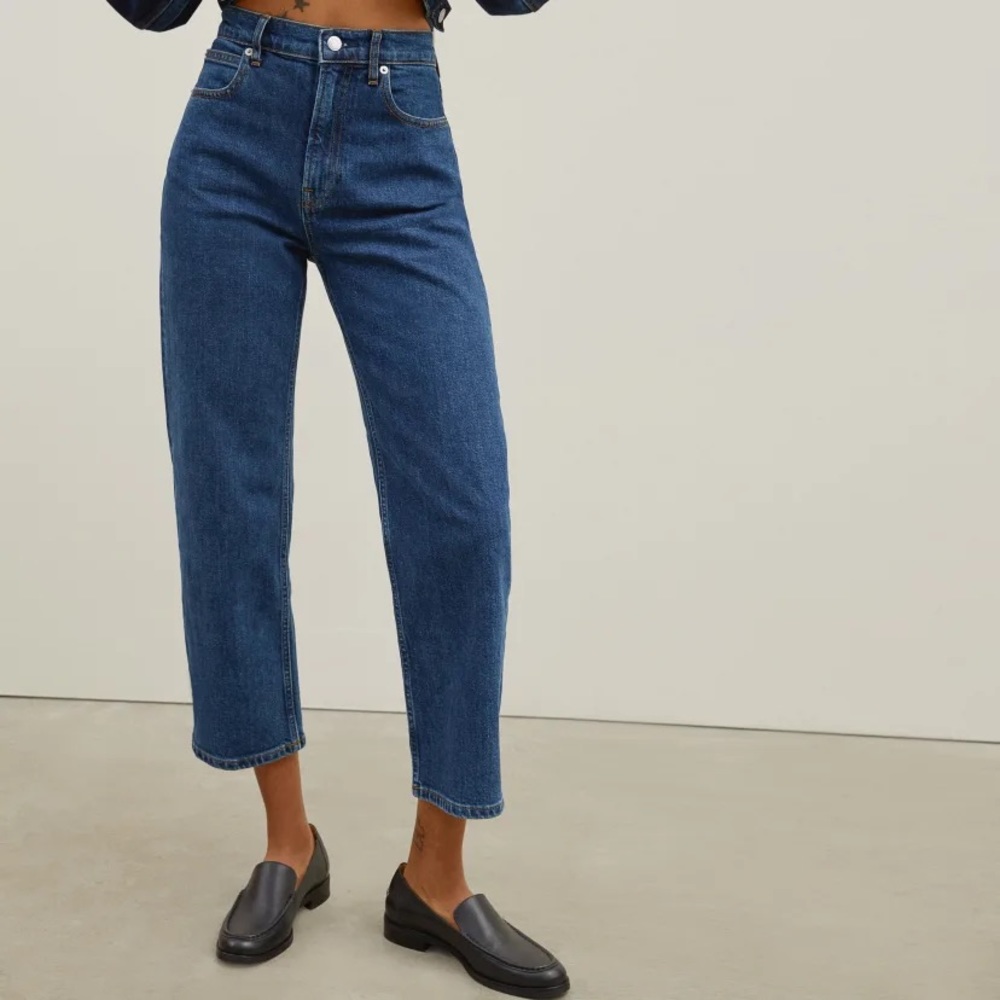 Everlane Washed Indigo Rigid High Rise Straight Leg Jeans Size 6/27